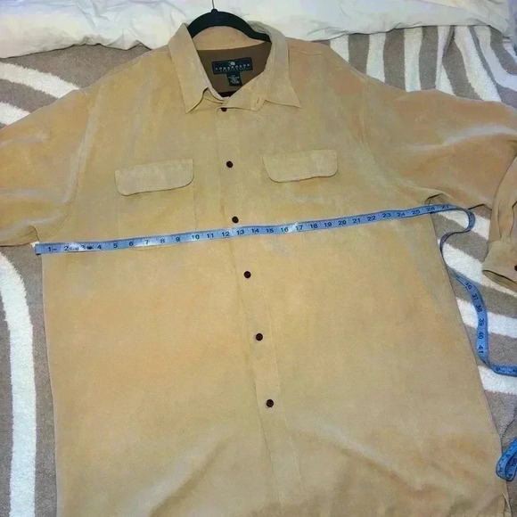 Consensus Sportswear Suede Look Men’s Tan Button Up Size XLT - Picture 6 of 8